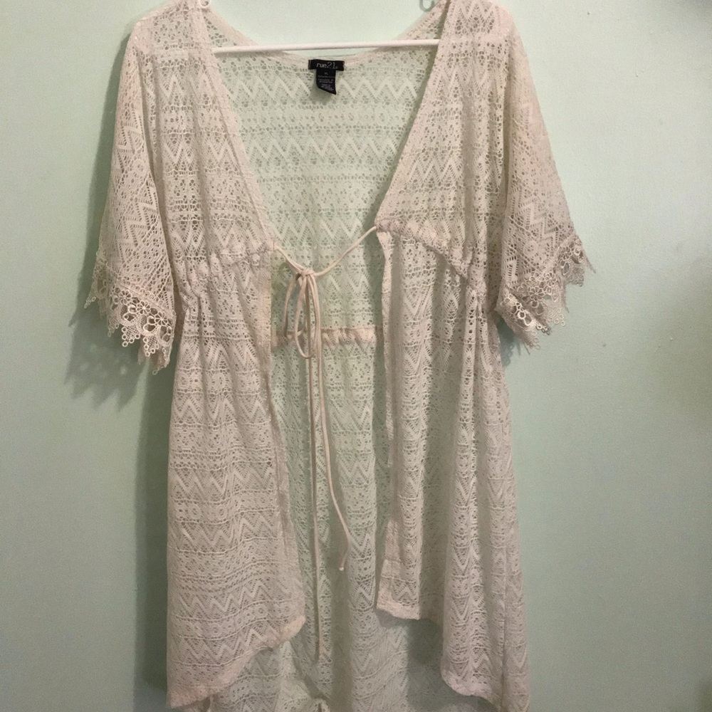 White bathing suit cover up